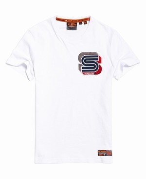 Superdry Podium Embroidered Férfi Pólók Fehér | SOXPC9570